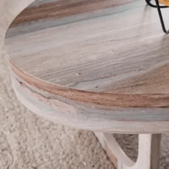 Coffee Tables-Kirkland's Home Oval Marbled Wood Coffee Table Brown