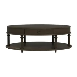 Coffee Tables-Kirkland's Home Oval Wood 2-Tier Coffee Table Brown
