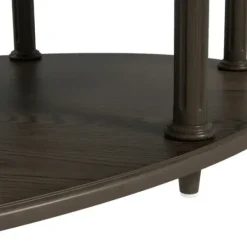 Coffee Tables-Kirkland's Home Oval Wood 2-Tier Coffee Table Brown
