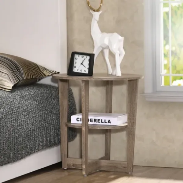 Nightstands-Kirkland's Home Oval Wooden Nightstand