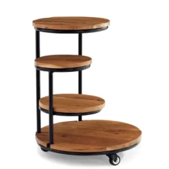Accent & End Tables-Kirkland's Home Overlapping Acacia Wood Side Table Brown