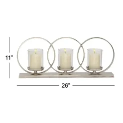 Candle Holders-Kirkland's Home Overlapping Halo Hurricane Candle Runner Silver