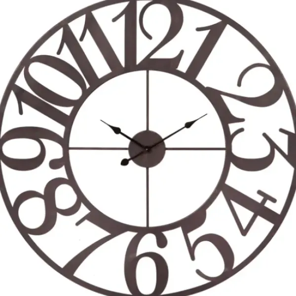 Clocks-Kirkland's Home Oversized Bronze Metal Cut-Out Wall Clock