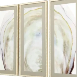 Framed Art-Kirkland's Home Oyster Shell 3-Pc. Framed Wall Art Set Tan/Gray/White