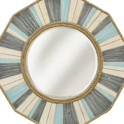 Decorative Mirrors-Kirkland's Home Painted Nautical Rope Wood Framed Wall Mirror