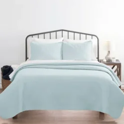 Bedspreads & Coverlets-Kirkland's Home Pale Herring 3-Pc. Queen Quilted Coverlet Set Blue
