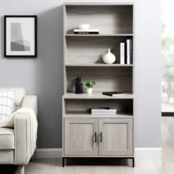 Bookshelves-Kirkland's Home Pale Wooden Willow Storage Bookcase