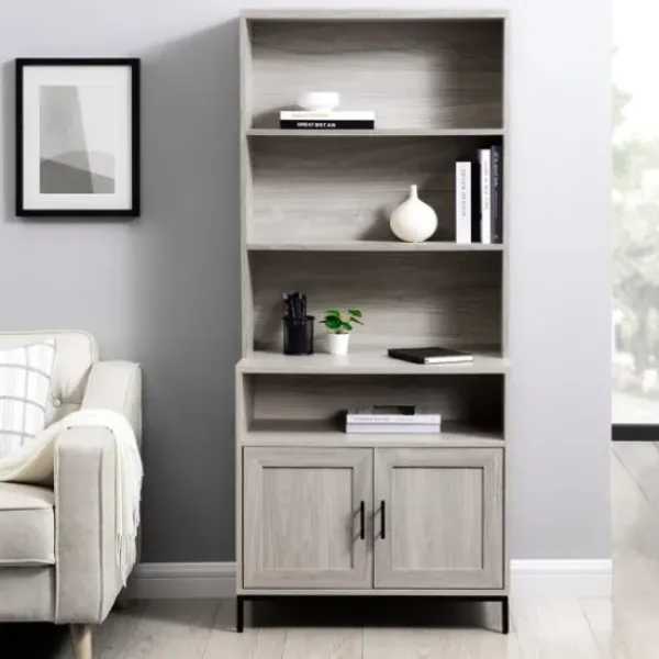 Bookshelves-Kirkland's Home Pale Wooden Willow Storage Bookcase