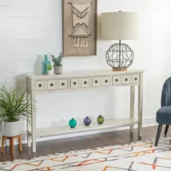 Console Tables-Kirkland's Home Paloma Cream 4-Drawer Console Table Ivory
