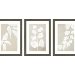 Framed Art-Kirkland's Home Paper Bark 3-Pc. Framed Wall Art Set White/Tan