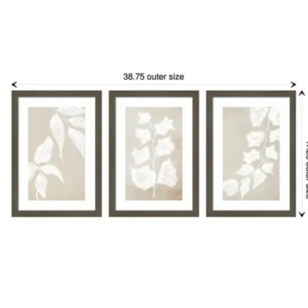 Framed Art-Kirkland's Home Paper Bark 3-Pc. Framed Wall Art Set White/Tan