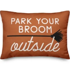 Pillows-Kirkland's Home Park Your Broom Outside Halloween Pillow Orange
