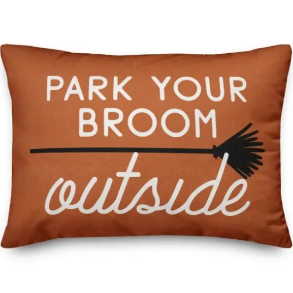 Pillows-Kirkland's Home Park Your Broom Outside Halloween Pillow Orange