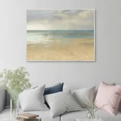 Canvas Art-Kirkland's Home Pastel Seascape Framed Canvas Art Print Blue/Gray/Tan
