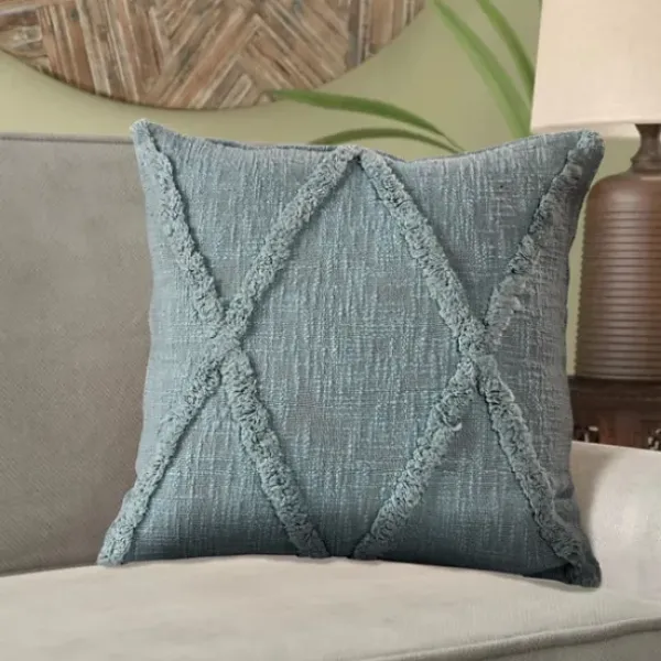 Pillows-Kirkland's Home Pastel Tufted Diamond Pillow, 18 In. Blue
