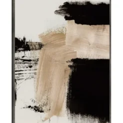 Canvas Art-Kirkland's Home Path Abstract Framed Canvas Art Print White/Tan/Black