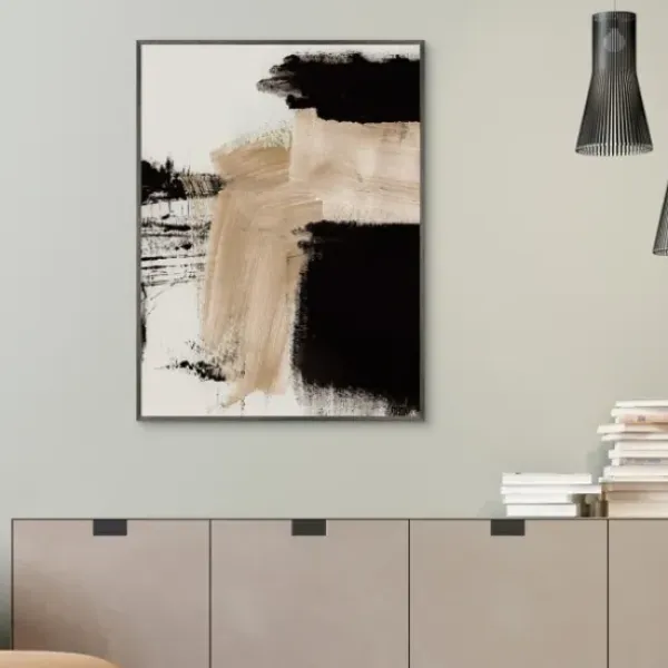 Canvas Art-Kirkland's Home Path Abstract Framed Canvas Art Print White/Tan/Black