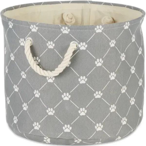 Baskets & Boxes-Kirkland's Home Paw Trellis Round Basket, 12 In. Gray