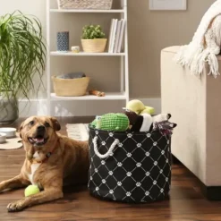 Baskets & Boxes-Kirkland's Home Paw Trellis Round Basket, 15 In. Black