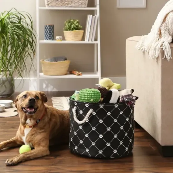 Baskets & Boxes-Kirkland's Home Paw Trellis Round Basket, 15 In. Black