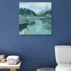 Canvas Art-Kirkland's Home Peaceful Space Canvas Art Print, 30X30 In. Blue/Green