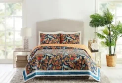 Quilts-Kirkland's Home Peacock Garden King 3-Pc. Quilt Set Orange