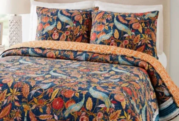 Quilts-Kirkland's Home Peacock Garden King 3-Pc. Quilt Set Orange