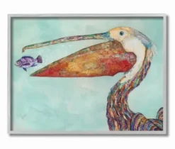 Framed Art-Kirkland's Home Pelican'S Lost Supper Fish Framed Wall Plaque Blue