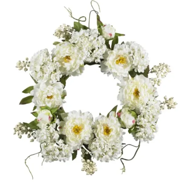 Wreaths-Kirkland's Home Peony And Hydrangea Wreath White
