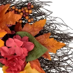 Wreaths-Kirkland's Home Peony And Mum Floral Wreath Yellow/Red/Orange