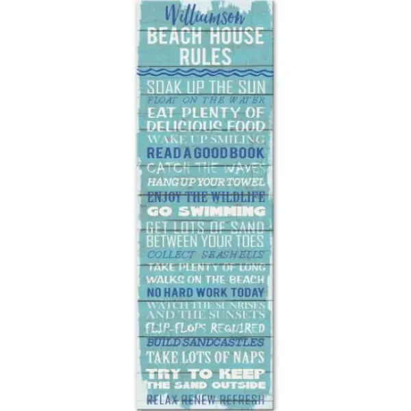 Wall Quotes & Signs-Kirkland's Home Personalized Beach House Rules Canvas Wall Plaque Blue/White