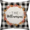Pillows-Kirkland's Home Personalized Buffalo Check Harvest Wreath Pillow Black/White