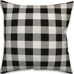 Pillows-Kirkland's Home Personalized Buffalo Check Harvest Wreath Pillow Black/White