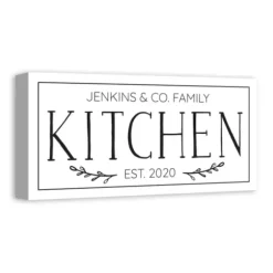 Wall Quotes & Signs-Kirkland's Home Personalized Family Kitchen Co. Canvas Wall Plaque Black/White