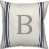 Pillows-Kirkland's Home Personalized Farmhouse Stripe Monogram Pillow White/Blue