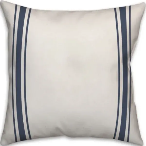 Pillows-Kirkland's Home Personalized Farmhouse Stripe Monogram Pillow White/Blue
