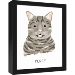 Wall Quotes & Signs-Kirkland's Home Personalized Gray Tabby Cat Canvas Wall Plaque Gray/White