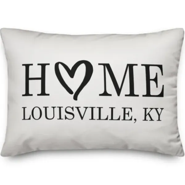 Pillows-Kirkland's Home Personalized Home Heart Location Pillow White/Black