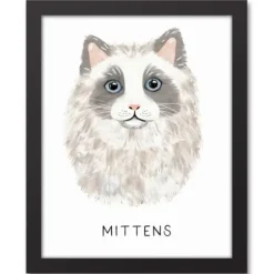Wall Quotes & Signs-Kirkland's Home Personalized Long Hair Gray Cat Canvas Wall Plaque Gray/White