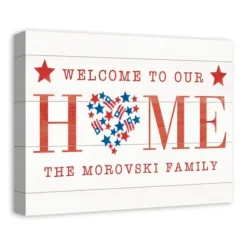 Wall Quotes & Signs-Kirkland's Home Personalized Welcome To Our Home Canvas Art Print White/Red