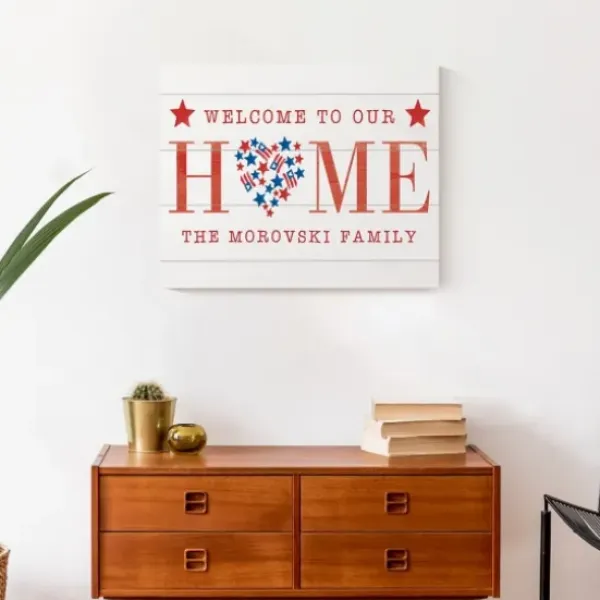 Wall Quotes & Signs-Kirkland's Home Personalized Welcome To Our Home Canvas Art Print White/Red