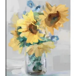 Canvas Art-Kirkland's Home Petite Fleurs Sunflower Ii Canvas Art Print, 16X20 Yellow/Blue
