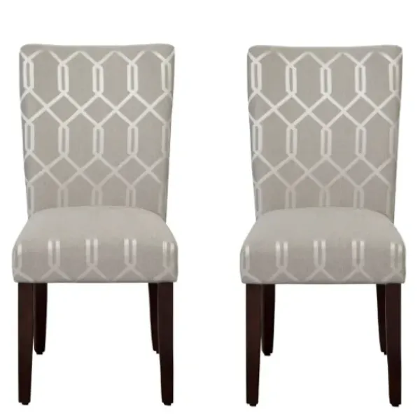 Dining Chairs-Kirkland's Home Pewter Lattice Parsons Chairs, Set Of 2 Gray