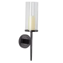 Sconces-Kirkland's Home Pierre Polished Stem Sconce Black