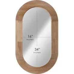 Decorative Mirrors-Kirkland's Home Pill Capsule Oval Shaped Wood Wall Mirror