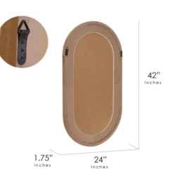 Decorative Mirrors-Kirkland's Home Pill Capsule Oval Shaped Wood Wall Mirror