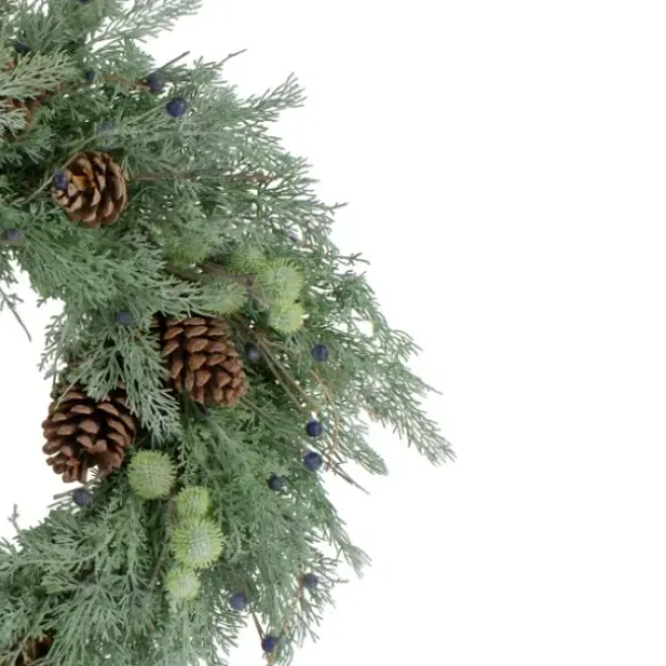 Wreaths-Kirkland's Home Pine And Blueberry Wreath Green