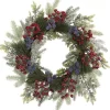 Wreaths-Kirkland's Home Pine And Cedar Branches With Berries Wreath Green/Red/Purple