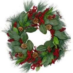 Wreaths-Kirkland's Home Pine Needles And Berries Wreath Green/Red