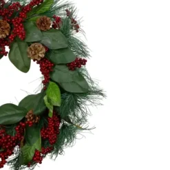 Wreaths-Kirkland's Home Pine Needles And Berries Wreath Green/Red
